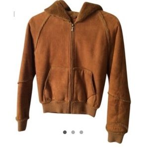 Ugg Chestnut Suede Fur Lined Jacket